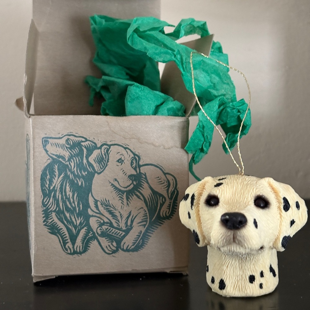 Sandicast Dalmation dog ornament. Stoneware. In original box. Christmas. Holiday